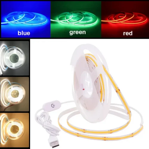 USB Dimmable COB Strip DC 5V , Flexible LED Tape