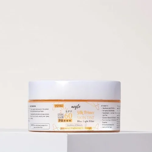 Aegte Blue Light filter Silk Primer Skin Tint with SPF 60 PA+++ Ant-aging & Lightweight Medium to Natural Coverage BB Foundation