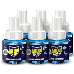All Out Ultra Liquid Vaporizer, 6 Refills (45ml each)  Kills Dengue, Malaria & Chikungunya Spreading Mosquitoes, India's Only Mosquito Killer Brand Recommended by Indian Medical Association