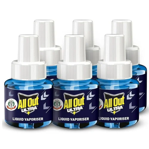 All Out Ultra Liquid Vaporizer, 6 Refills (45ml each)  Kills Dengue, Malaria & Chikungunya Spreading Mosquitoes, India's Only Mosquito Killer Brand Recommended by Indian Medical Association