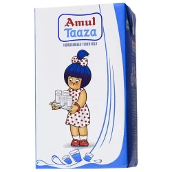 Amul Taaza Homogenised Toned Milk 1 L Carton, Liquid