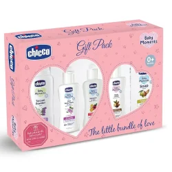 Chicco Baby Moments Baby Essentials Gift Pack (Pink) with 5 Baby Skincare & Haircare Products