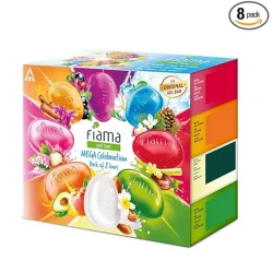Fiama Gel Bathing Bar Mega Celebration Pack, With 8 Unique Gel Bars & Skin Conditioners For Moisturized Skin, 125g Soap