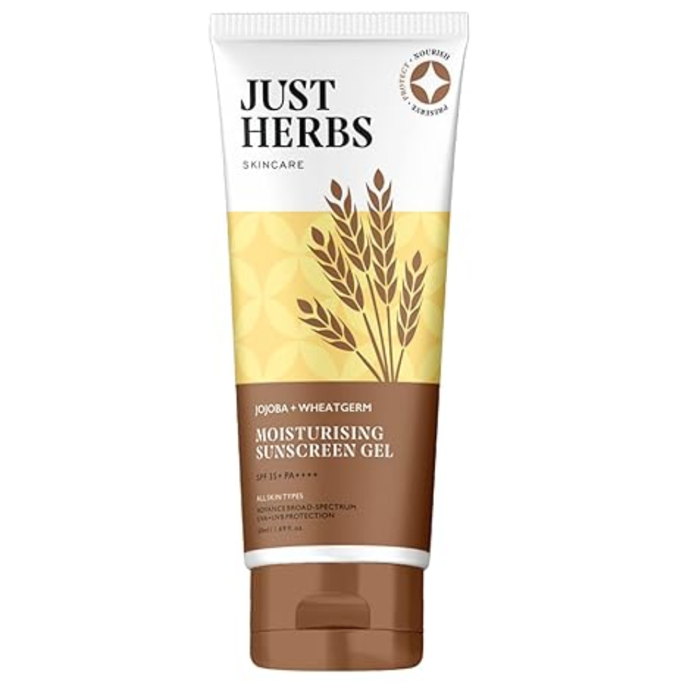 Just Herbs SPF 35+ Nosun Sunscreen Gel with Jojoba & Wheatgerm, Easy to Absorb Lightweight Formula with Broad Spectrum PA 35++++ for Sun Damaged & All Skin Type for Men & Women