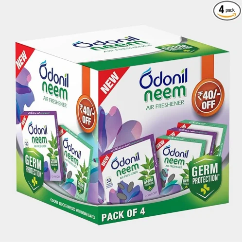 Odonil Bathroom & Toilet Air Freshener Neem Mixed Fragrance Blocks - 192g (48g, Pack of 4)