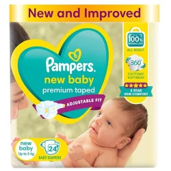 Pampers Active Baby Diapers, New Born, Extra Small, (NB, XS) size, 24 Count, Taped style diaper