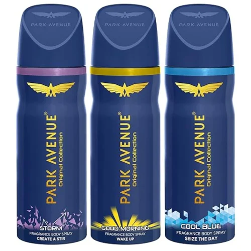Park Avenue Original Collection Deodorant Spray For Men Fresh Long-Lasting Aroma Cool Blue, Good Morning & Storm 150Ml Each (Pack Of 3)