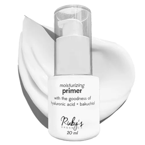 Ruby's Organics Primer for Face Makeup- Infused with Hyaluronic Acid and Bakuchiol, Moisturizing, Hydrating, Non-Greasy, Lightweight, Minimise Pores and Fine Lines, All Skin Type, Vegan - 20ml