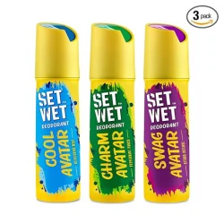SET WET Deodorant Spray Perfume Cool, Charm & Swag Avatar for men, 150ml (Pack of 3)