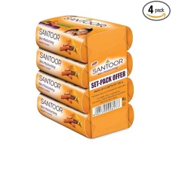 Santoor Sandal & Turmeric Soap for Total Skin Care, 125g (Pack of 4)
