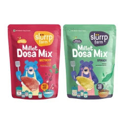Slurrp Farm Millet Dosa Instant Mix, Supergrains Spinach And Beetroot, Natural And Healthy Food, 150g