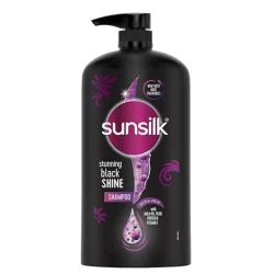 Sunsilk Stunning Black Shine Shampoo, With Amla+Oil, Pearl Protein & Vitamin E For Long Lasting Shine, 1 Ltr