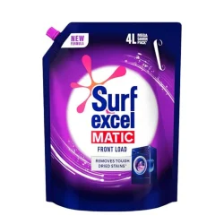 Surf Excel Matic Front Load Liquid Detergent 4L Refill Pouch, Designed for Tough Stain Removal on Laundry in Washing Machines - Mega Saver Pack
