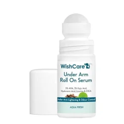 WishCare Underarm Roll On Serum - 5% AHA & 3% Kojic Acid for Brightening & Odour Control - Roll On Deo for Women & Men- 0% Alcohol & Long Lasting Aqua Fragrance - 50ml